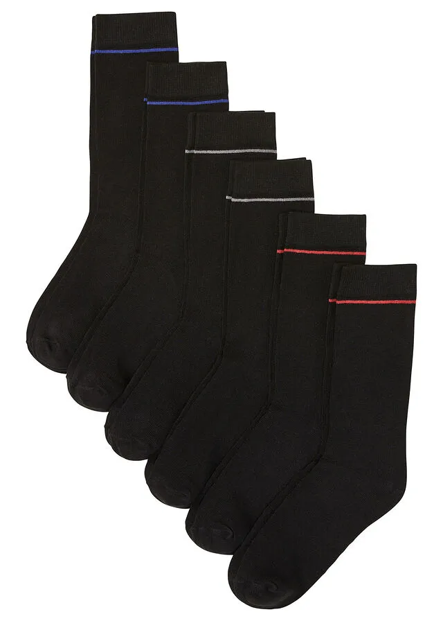 Calcetines (6 pares) con algodón orgánico Negro de rayas